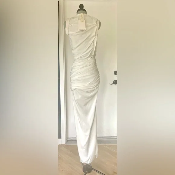 NWT Christopher Esber Christo Wrapped Tank Dress, faille fabric, white, XS/P - Picture 13 of 16